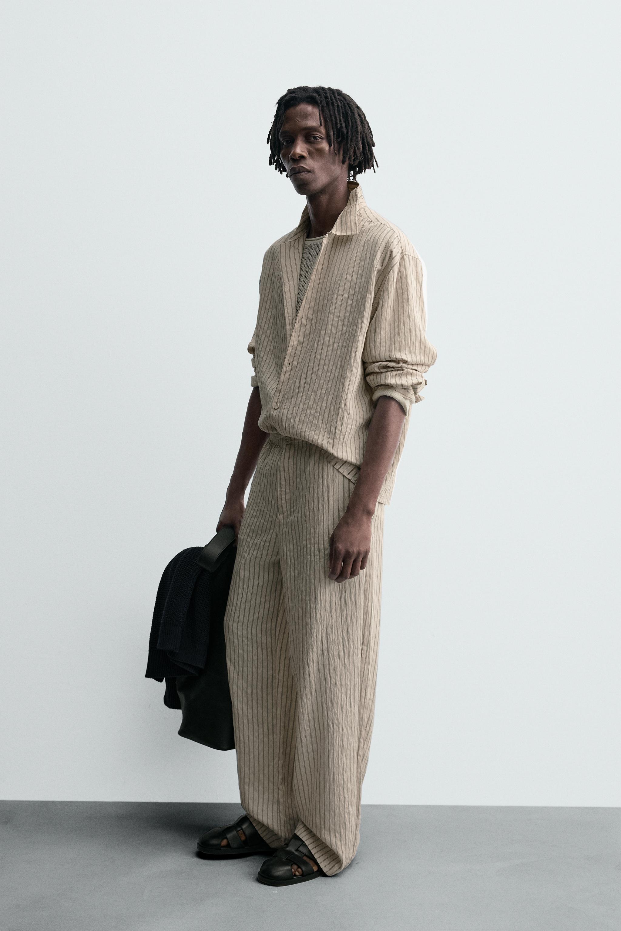 FLOWY WRINKLED EFFECT STRIPED SHIRT